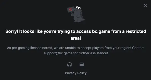 BC.Game - geo restrictred access