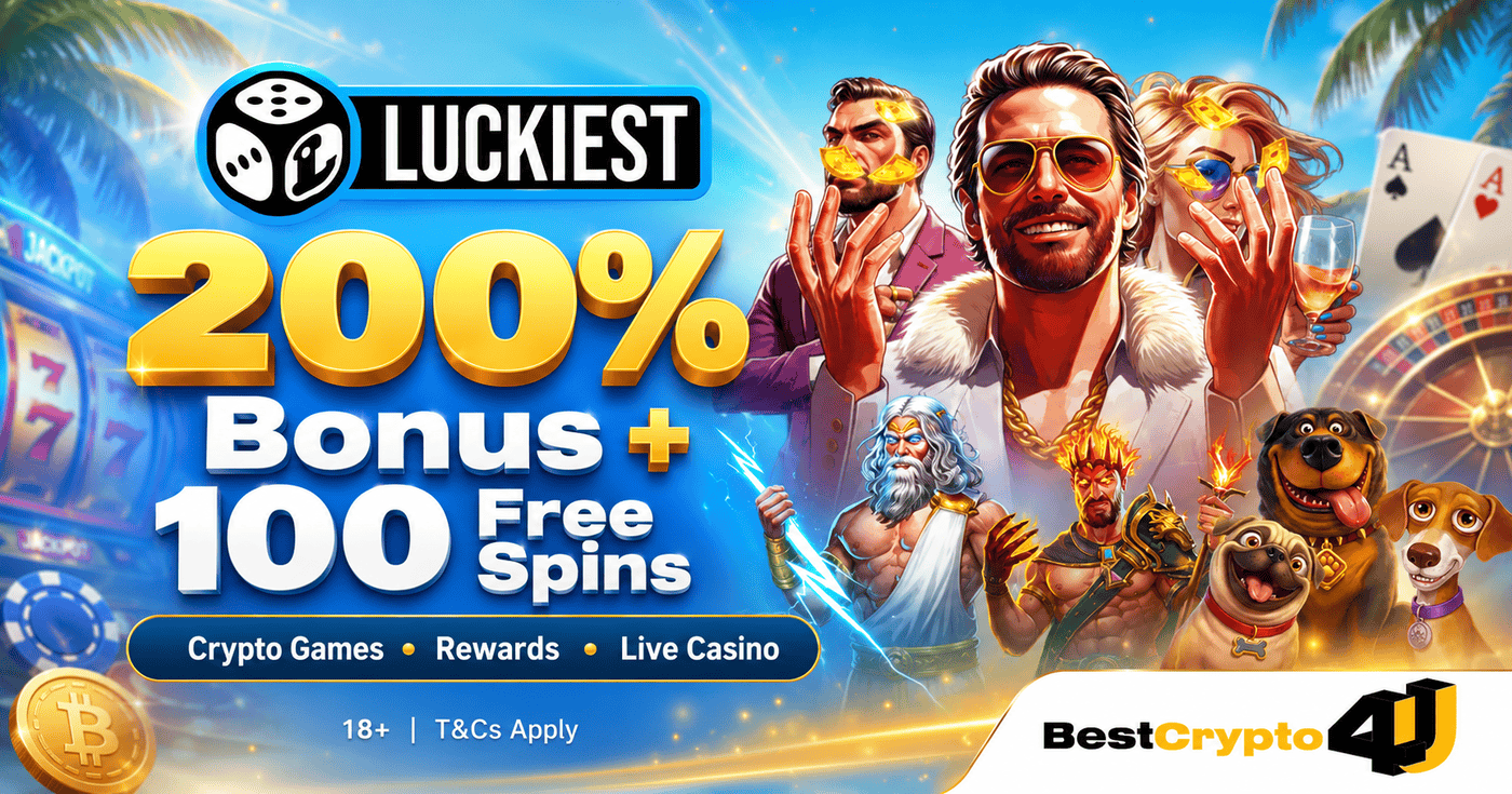 Luckiest Casino Review 2026 feature image with 200% bonus and crypto games
