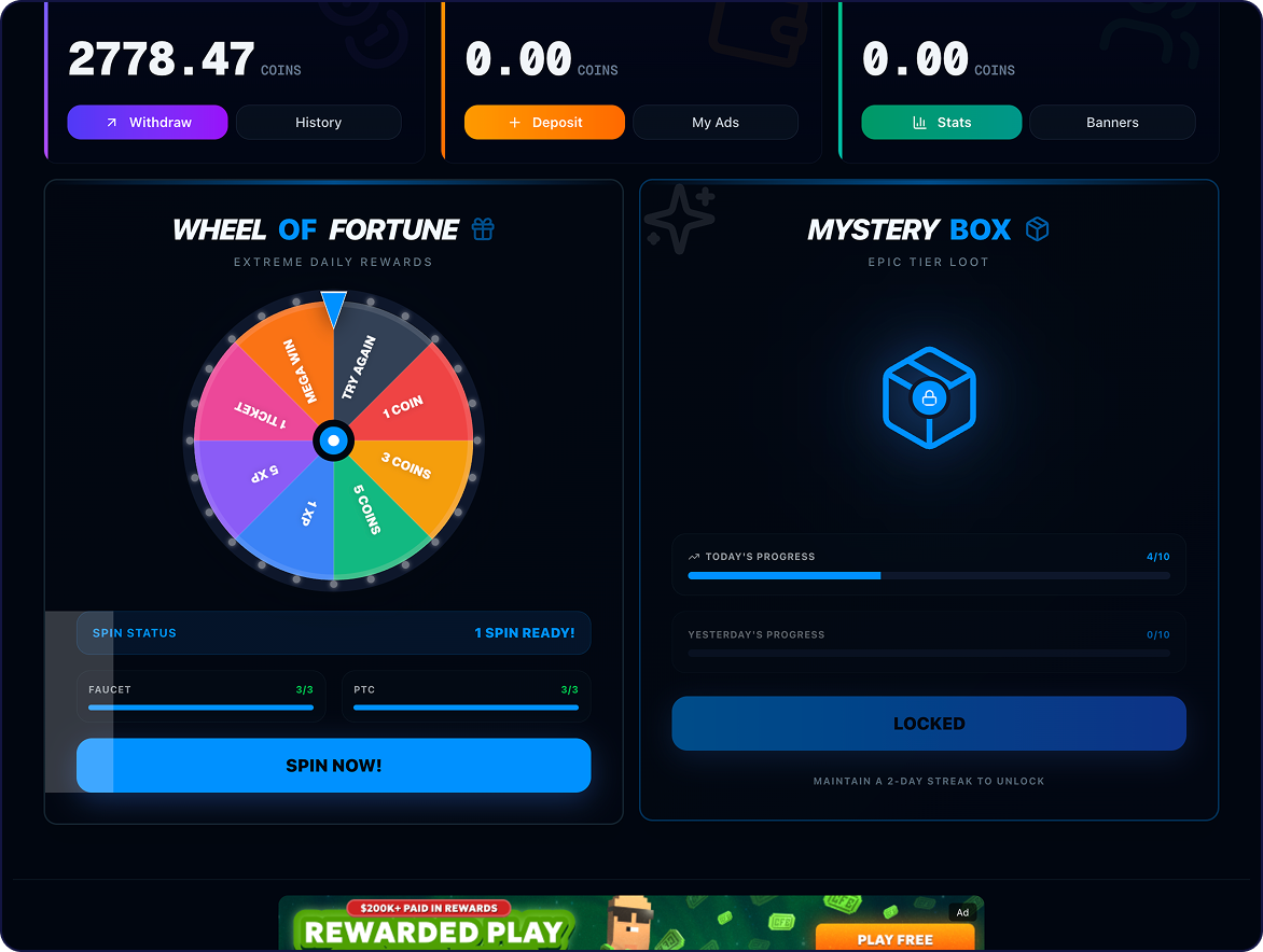 Daily Wheel of Fortune and Streak Mystery Box